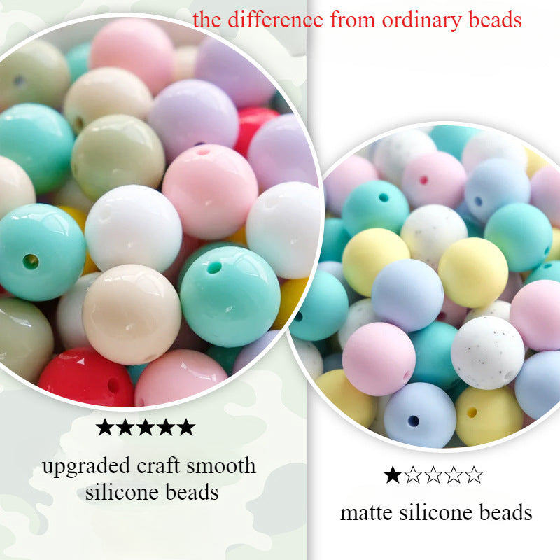 15mm Spot Glossy Silicone Beads Round Loose Beads DIY Jewelry Smooth Oil Injection Silicone Beads Mixed Color Beads