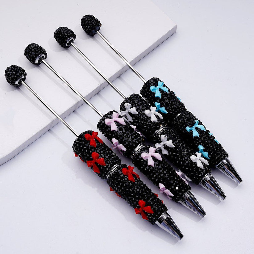 Beadable Pen with Black Rhinestones Pink Red Blue White Clay Bowties Regular price