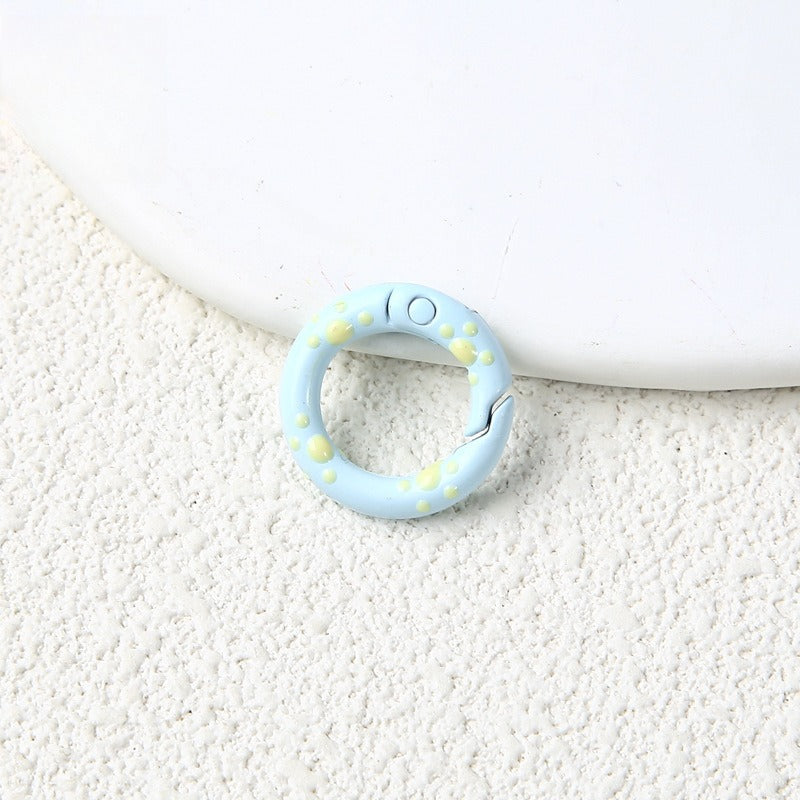 20Mm Candy Color Paint Cat Paw Spring Buckle Oil Drip Jewelry Accessories Cartoon Ring Connecting Ring Backpack Buckle Round