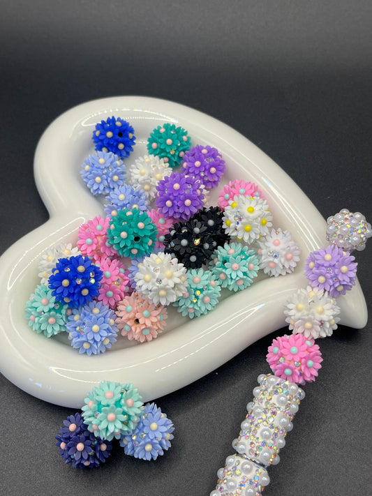 Cross-border heavy industry small daisy flower resin diamond ball loose beads DIY handmade bracelet necklace jewelry accessories