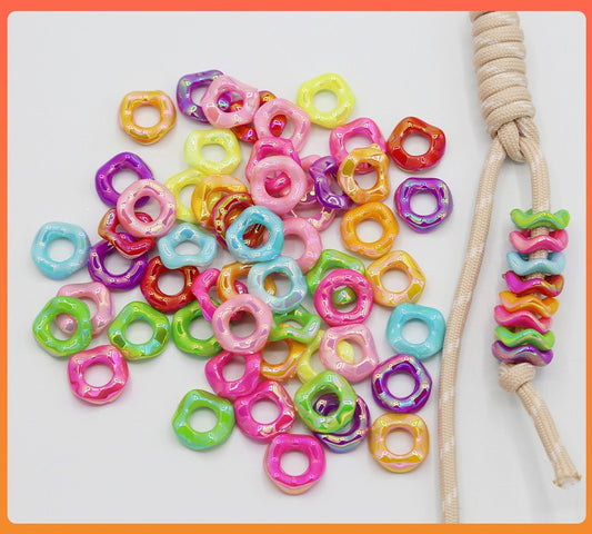 16Mm Color Electroplated Lace Wave Stacked Le Large Hole Beads Diy Handmade Beaded Loose Beads Bracelet Accessories Wholesale