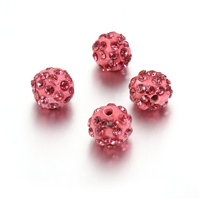 Bling Bling Sparkling Clay Beads with Acrylic Rhinestones, 8mm