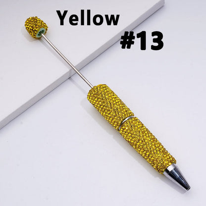 Cross-border new bead pen DIY heavy industry diamond-encrusted bead pen hand-pasted full diamond bead ballpoint pen plastic pen