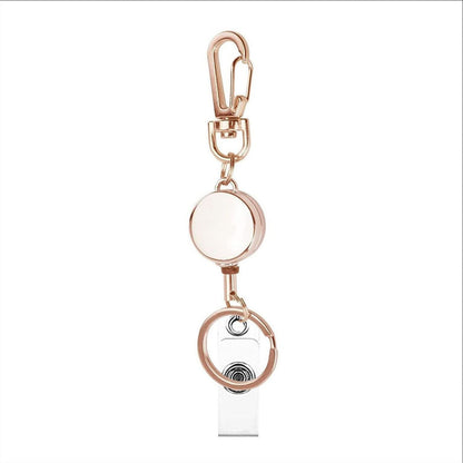 Outdoor Mini Round Zinc Alloy Telescopic Easy-to-pull Buckle Keychain ID Buckle Easy-to-pull Telescopic Buckle