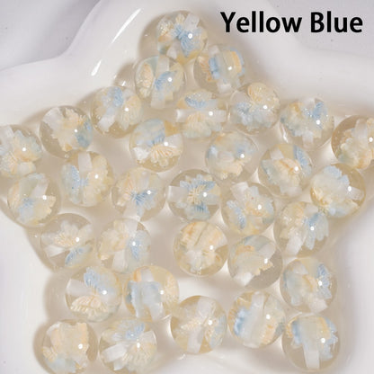 Acrylic Beads Luminous Color Changing Cute Glitter Butterfly Inside, Clear, 16MM