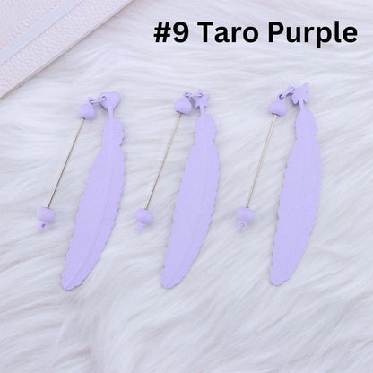 DIY Beadable Plastic Feather Shaped Bookmarks in Solid Colors, 147MM, Important: Please Read the Description