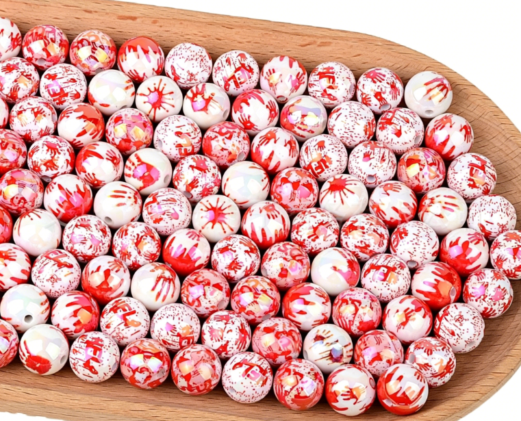Halloween spooky blood handprint straight hole acrylic ball diy mobile phone chain keychain beaded pen jewelry accessories