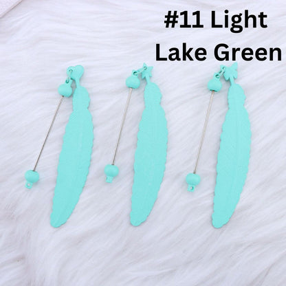 DIY Beadable Plastic Feather Shaped Bookmarks in Solid Colors, 147MM, Important: Please Read the Description
