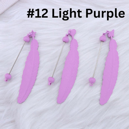 DIY Beadable Plastic Feather Shaped Bookmarks in Solid Colors, 147MM, Important: Please Read the Description