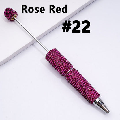Cross-border new bead pen DIY heavy industry diamond-encrusted bead pen hand-pasted full diamond bead ballpoint pen plastic pen