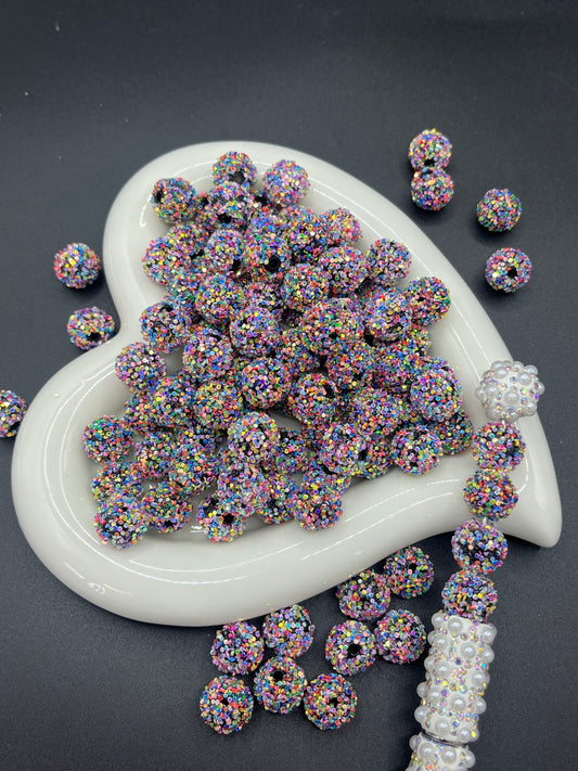 12MM round ball straight hole bead head rope bead sequined ball earrings pendant bead keychain bead hanging jewelry accessories