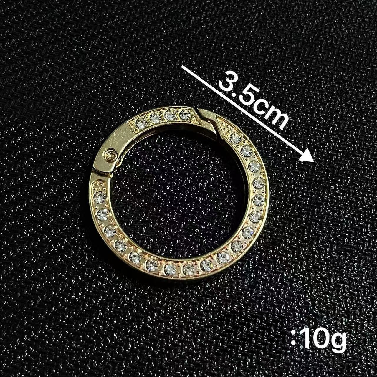 35MM Round Diamonds Keyring High-grade Diamond Spring Opening Ring Flat Wire Metal Spring Ring Car Key Spring Ring Round Hardware Accessories
