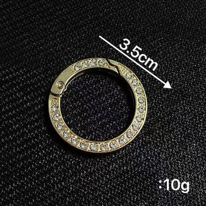 35MM Round Diamonds Keyring High-grade Diamond Spring Opening Ring Flat Wire Metal Spring Ring Car Key Spring Ring Round Hardware Accessories