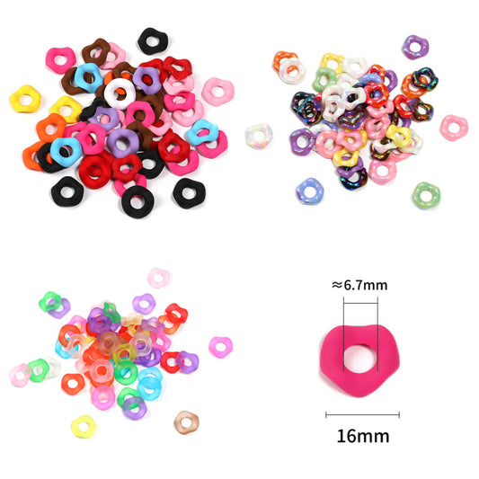 16Mm New Candy Color Wave Accessories Feel Paint Alloy DIY Beaded Bracelets Necklace Hair Accessories Hairpin Accessories Random Mix