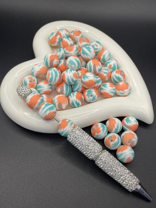 Artistic Graffiti Fresh Color Silicone Beads 15mm