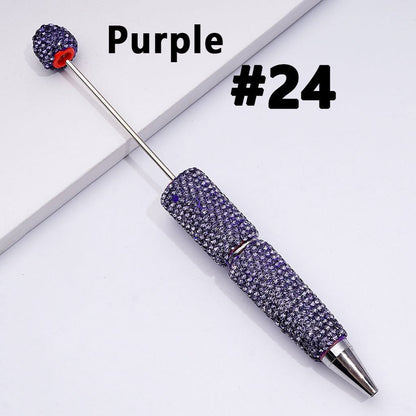 Beadable Clay Pens with Shiny Rhinestones Covered the Entire Pen