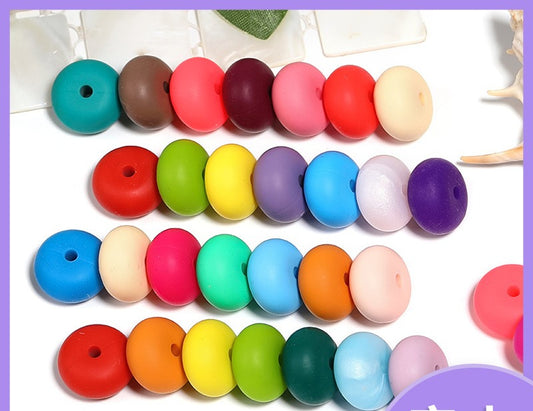 14Mm Silicone Flat Beads Candy Color Abacus Beads Wheel Beads Wholesale DIY Bracelet Necklace Jewelry Accessories Random Mix