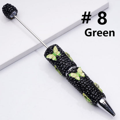 Double Color Butterfly Black Rhinestones Beadable Clay Pens