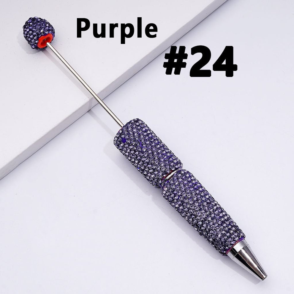 Cross-border new bead pen DIY heavy industry diamond-encrusted bead pen hand-pasted full diamond bead ballpoint pen plastic pen