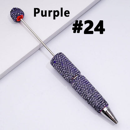 Cross-border new bead pen DIY heavy industry diamond-encrusted bead pen hand-pasted full diamond bead ballpoint pen plastic pen
