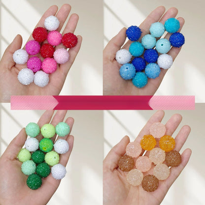 New arrival colorful hard candy ball diamond ball gradient wearable straight hole beads diy mobile phone chain key chain bag chain