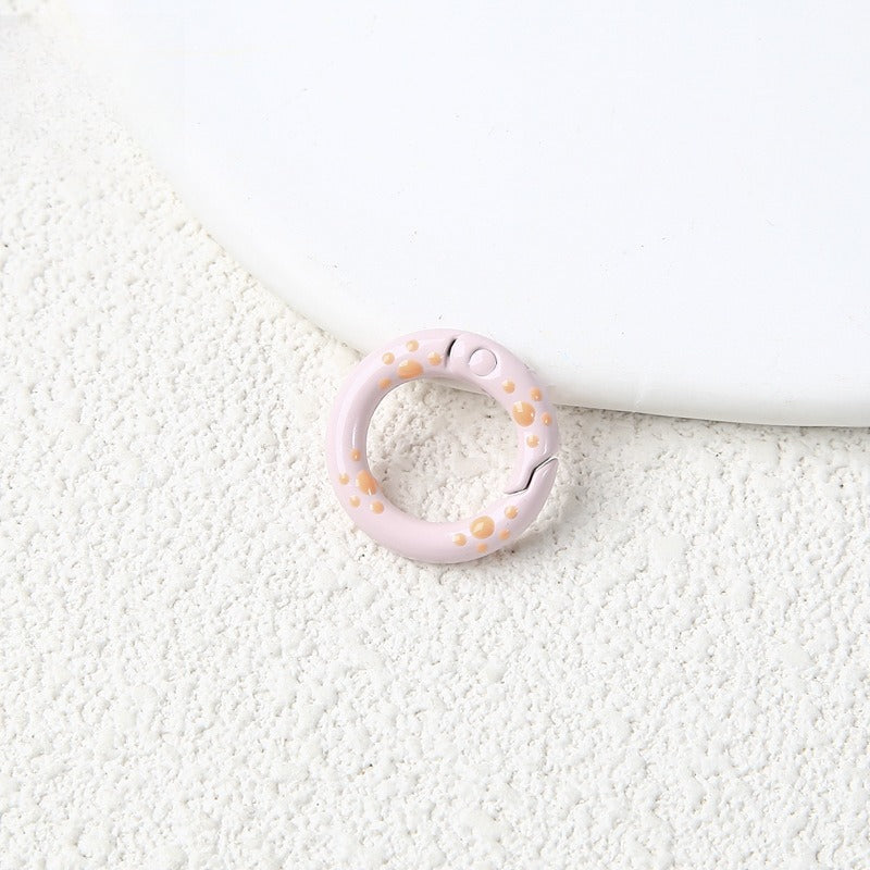 20Mm Candy Color Paint Cat Paw Spring Buckle Oil Drip Jewelry Accessories Cartoon Ring Connecting Ring Backpack Buckle Round