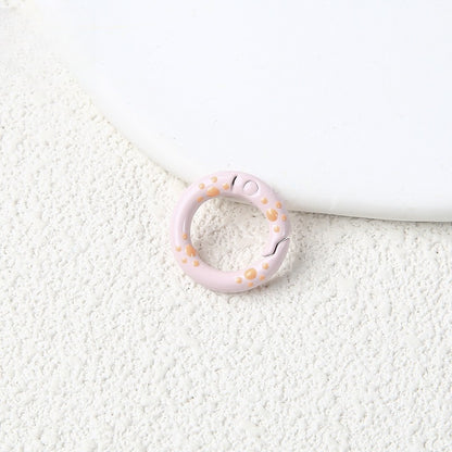 20Mm Candy Color Paint Cat Paw Spring Buckle Oil Drip Jewelry Accessories Cartoon Ring Connecting Ring Backpack Buckle Round