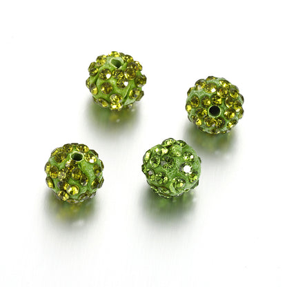 Bling Bling Sparkling Clay Beads with Acrylic Rhinestones, 8mm