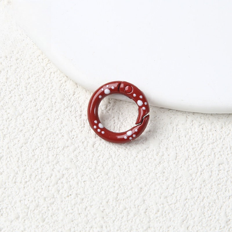 20Mm Candy Color Paint Cat Paw Spring Buckle Oil Drip Jewelry Accessories Cartoon Ring Connecting Ring Backpack Buckle Round