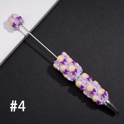 Clay Beadable Pens with Spiral Lollipop Candy, Bow & AB Rhinestones, Multi-Color