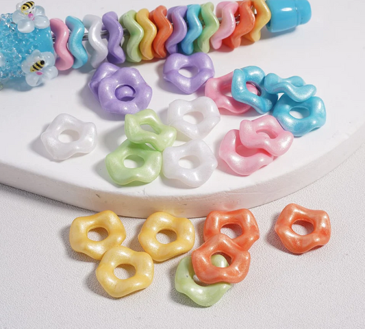 Acrylic Spacer Beads Wavy Shape, Light Color Series,16mm