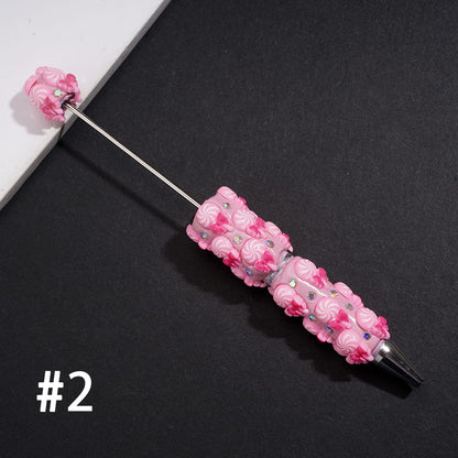 Clay Beadable Pens with Spiral Lollipop Candy, Bow & AB Rhinestones, Multi-Color