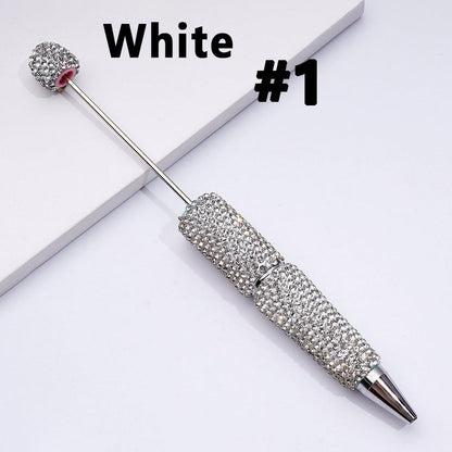 Cross-border new bead pen DIY heavy industry diamond-encrusted bead pen hand-pasted full diamond bead ballpoint pen plastic pen