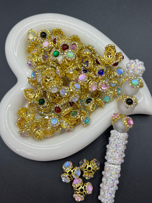 DIY Heavy Industry Rhinestone Chain Alloy Receptacle Zircon Three-petal Receptacle DIY Round Bead Receptacle Bead Pen Car Hanging Accessories