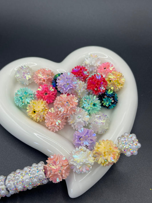 Hollow Flower & Heart - shaped Rhinestone Balls, Straight - hole Beads, DIY Pen Beads, Accessories for Phone Chains and Keychains