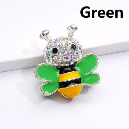 Silver Alloy Beads Fancy Bee with AB Rhinestones Solid Color Wings 29*26MM
