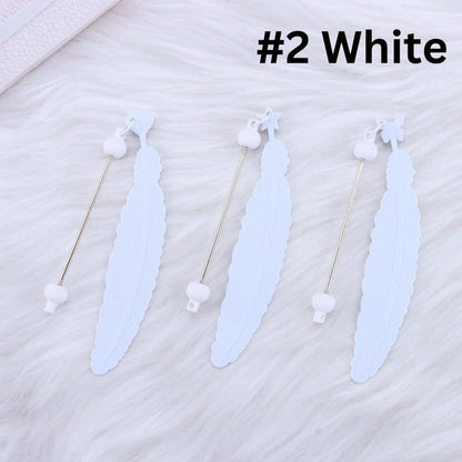 DIY Beadable Plastic Feather Shaped Bookmarks in Solid Colors, 147MM, Important: Please Read the Description
