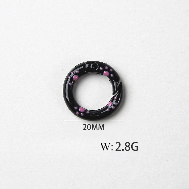 20Mm Candy Color Paint Cat Paw Spring Buckle Oil Drip Jewelry Accessories Cartoon Ring Connecting Ring Backpack Buckle Round