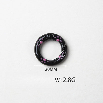 20Mm Candy Color Paint Cat Paw Spring Buckle Oil Drip Jewelry Accessories Cartoon Ring Connecting Ring Backpack Buckle Round