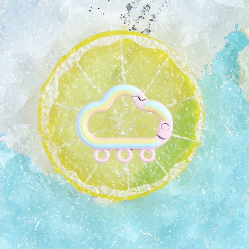 25*30Mm Candy Color Cloud Spring Buckle 3 Hanging Hole Accessories Color Paint Keychain DIY Accessories Open Spring Ring