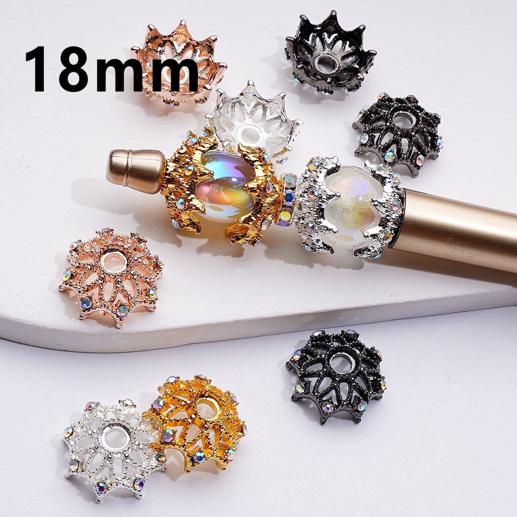 Delicate Metal Bead Caps Cages with AB Rhinestones, Match 16MM Beads