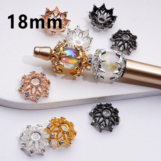 Delicate Metal Bead Caps Cages with AB Rhinestones, Match 16MM Beads