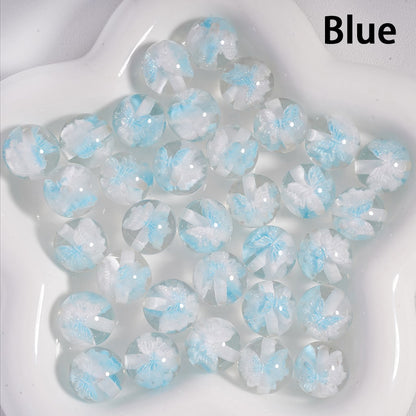 Acrylic Beads Luminous Color Changing Cute Glitter Butterfly Inside, Clear, 16MM