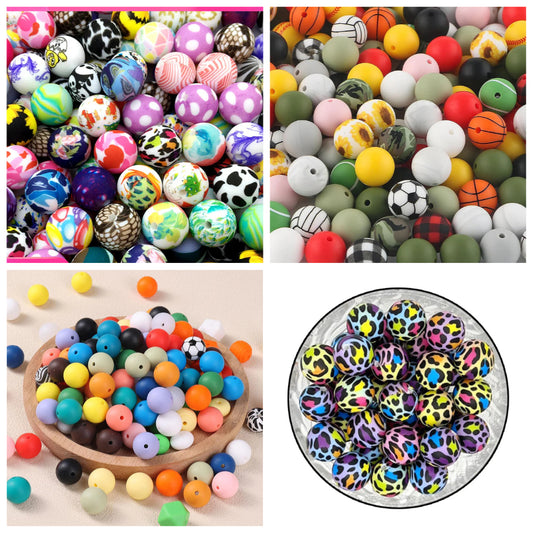 15mm Silicone Beads Water Transfer Beads DIY Jewelry Bead Pen Loose Beads Wholesale #151-200