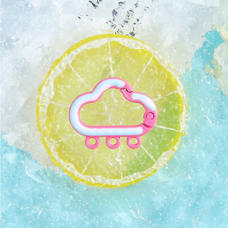 25*30Mm Candy Color Cloud Spring Buckle 3 Hanging Hole Accessories Color Paint Keychain DIY Accessories Open Spring Ring