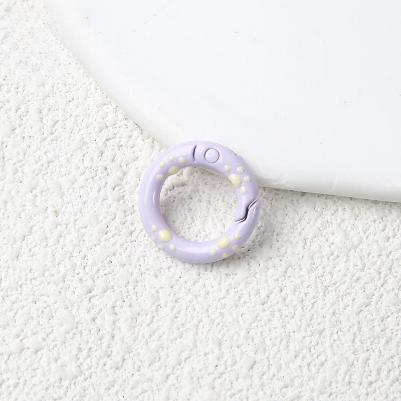 20Mm Candy Color Paint Cat Paw Spring Buckle Oil Drip Jewelry Accessories Cartoon Ring Connecting Ring Backpack Buckle Round
