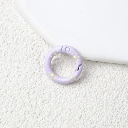 20Mm Candy Color Paint Cat Paw Spring Buckle Oil Drip Jewelry Accessories Cartoon Ring Connecting Ring Backpack Buckle Round