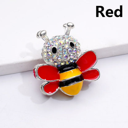 Silver Alloy Beads Fancy Bee with AB Rhinestones Solid Color Wings 29*26MM