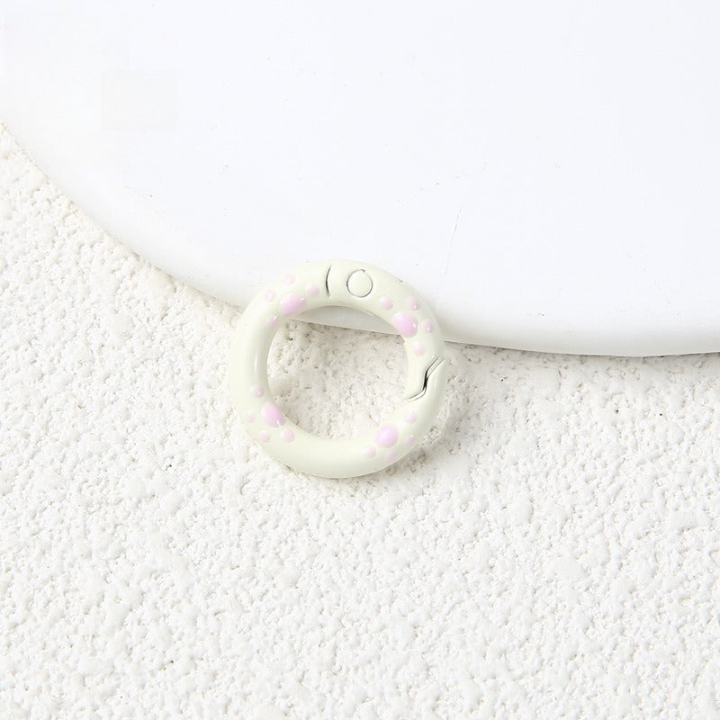 20Mm Candy Color Paint Cat Paw Spring Buckle Oil Drip Jewelry Accessories Cartoon Ring Connecting Ring Backpack Buckle Round