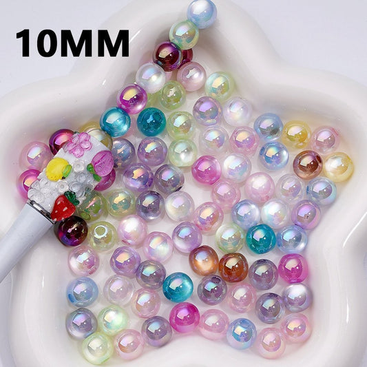 Waist Beads for Jewelry Making – 10mm UV Coating Shiny Cat Eye Style Round Acrylic Beads – Random Mix – 300 Beads/Pack